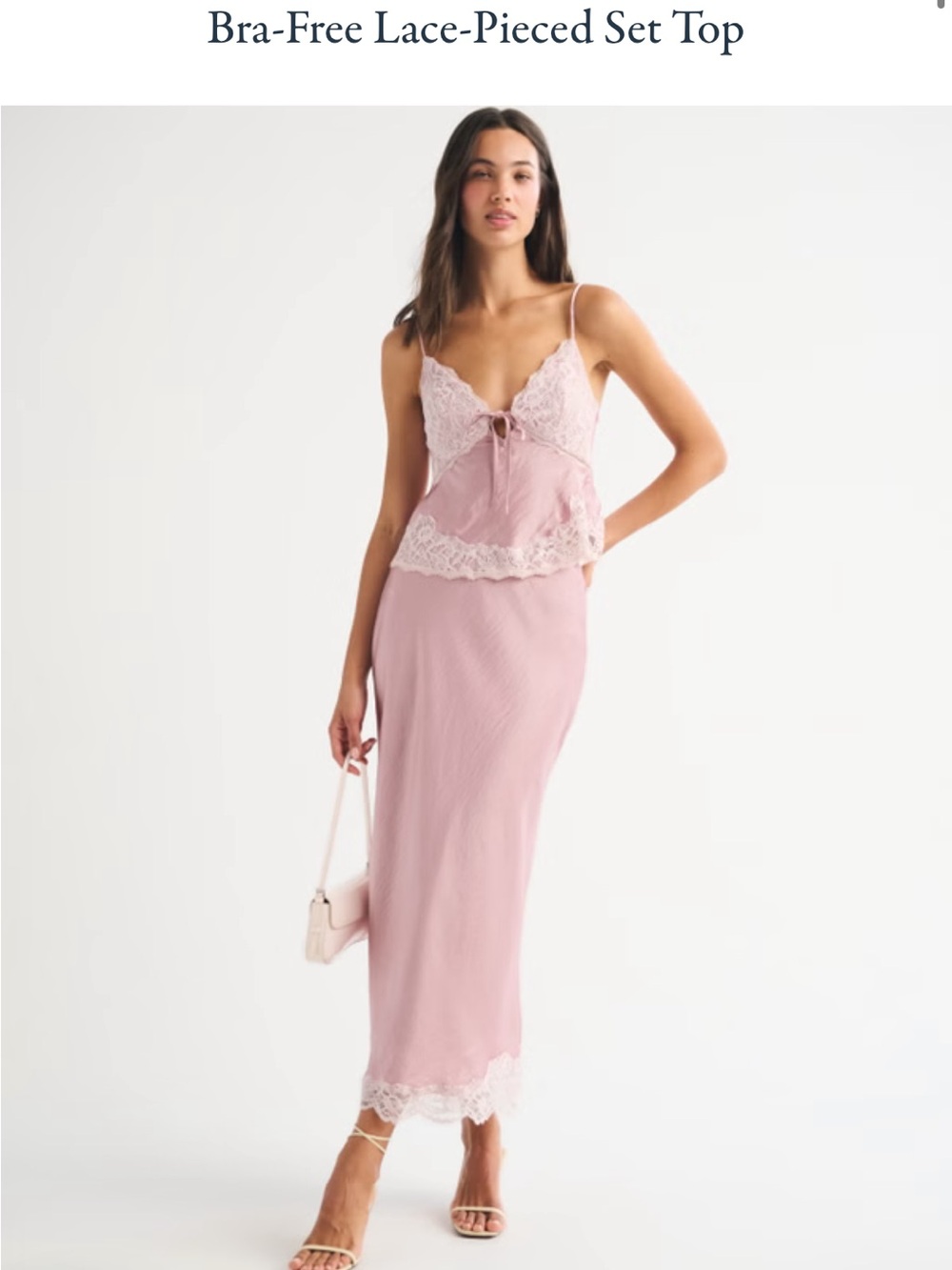Abercrombie & Fitch Blush Pink Lace-Trim Skirt Set